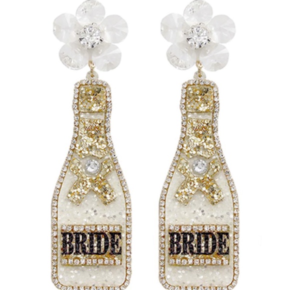Pompom & TEAM BRIDE Glitter Earrings - Picture 1 of 1